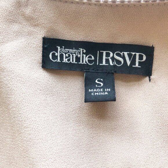 CHARMING CHARLIE RSVP Y2K Eyelash Fringe Open Front Champagne Jacket Women Small - Picture 5 of 9